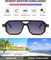 ÉÌƷͼƬ 149 | B09YTJ4FQZ | FEISEDY Vintage Square 70s Flat Aviator Sunglasses Women Men Classic Retro Stylish Frame UV400 Sunglasses B2622