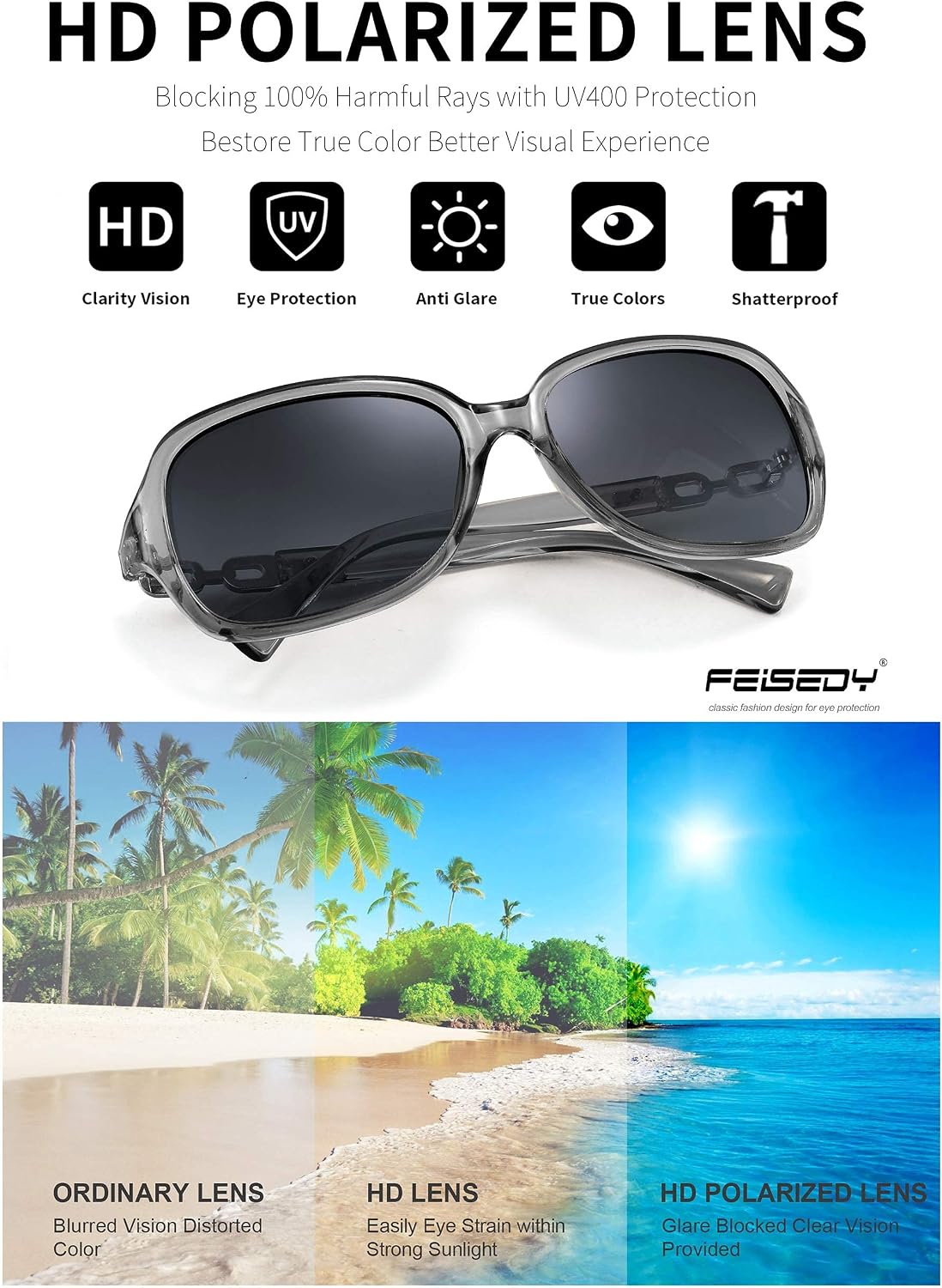 商品图片 58 | B08LPZDDKZ | FEISEDY Womens Polarized Sunglasses Square Wraparound Shades UV400 Mirrored Trendy Sun Glasses for Women B2526
