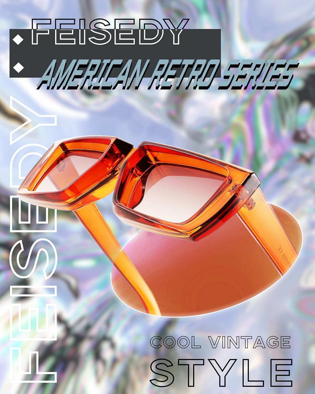 ÉÌƷͼƬ 4 | B0BFZXMDLD | FEISEDY Small Rectangle Sunglasses for Women Men Retro Trendy Thick Plastic Frame Sunglasses Y2K Futuristic Glasses B2339