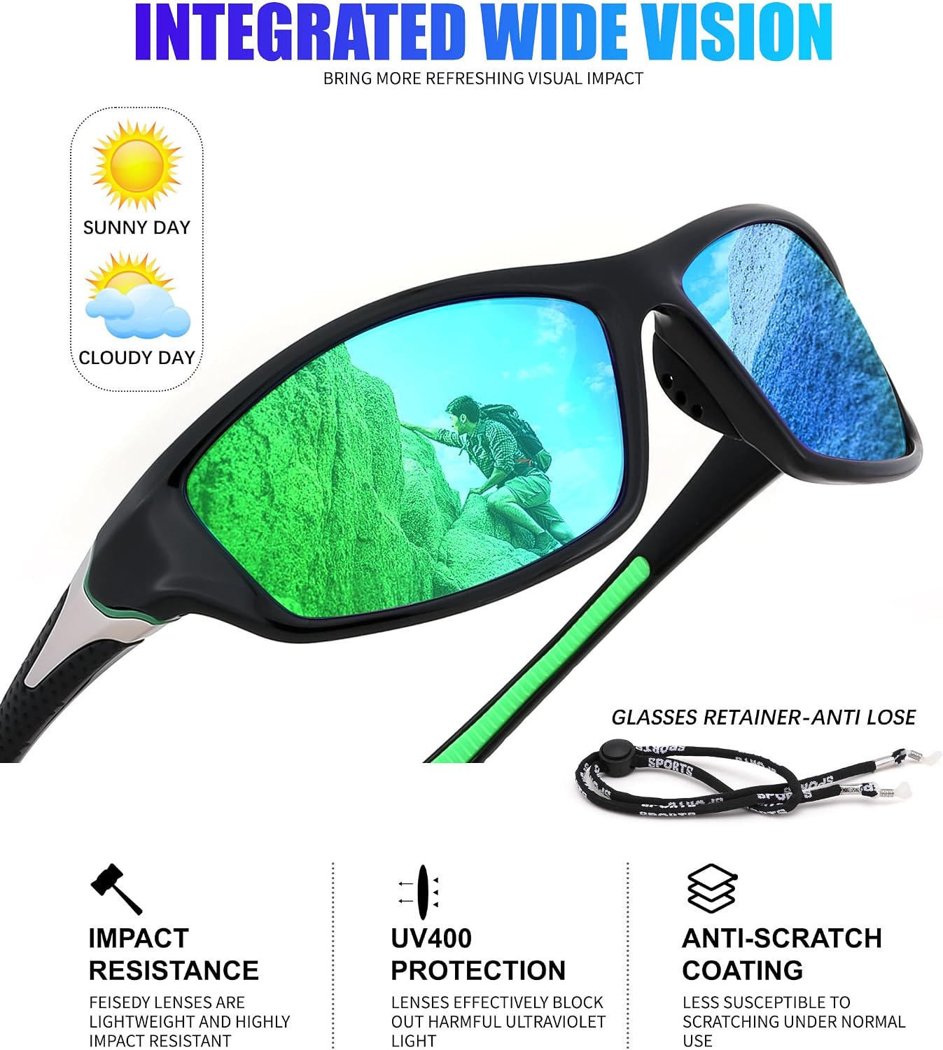 商品图片 13 | B09CT4VMCM | FEISEDY Classic Men Polarized Sports Sunglasses Night Driving Yellow Lenses Cycling Fishing Driving Glasses B2674