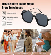 ÉÌƷͼƬ 10 | B0GXYGJLHV | FEISEDY Retro Square Aviator Sunglasses for Women Men Y2K Oversized B0432