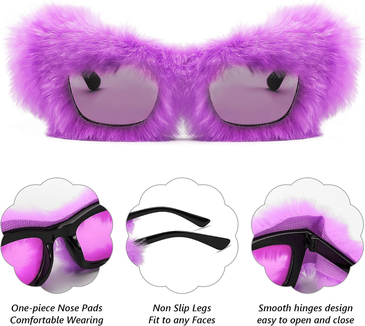 ÉÌƷͼƬ 47 | B09PN9V5N6 | FEISEDY Sunglasses Women Plush Fuzzy Soft Velvet Party Masquerade B2877