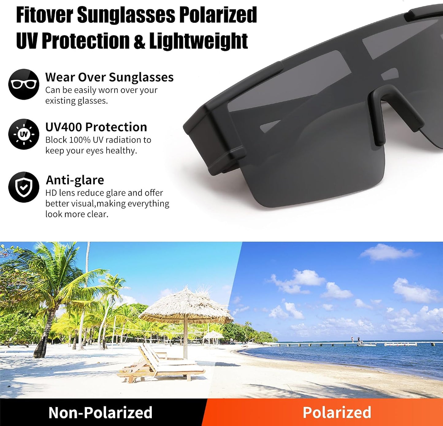 商品图片 9 | B0GGMHCCXG | FEISEDY Polarized Fit Over Glasses Sunglasses for Men Women, Sports Wrap Around for Driving Cycling Fishing B0382