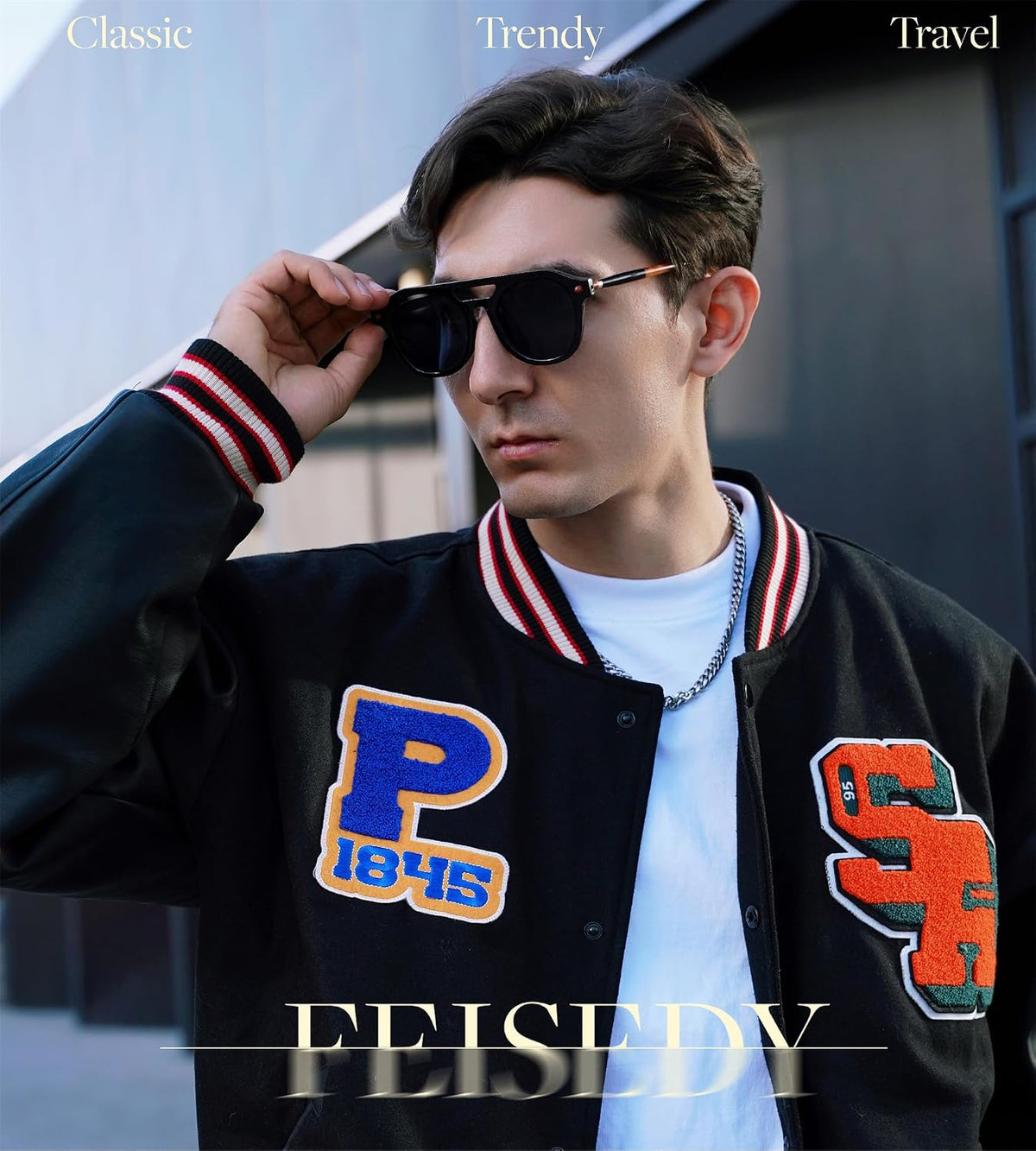 ÉÌƷͼƬ 3 | B0CHBBJ1H1 | FEISEDY Retro Square Aviator Sunglasses Womens Mens Trendy 70s Vintage Stylish Frame UV400 Sun Glasses B0051