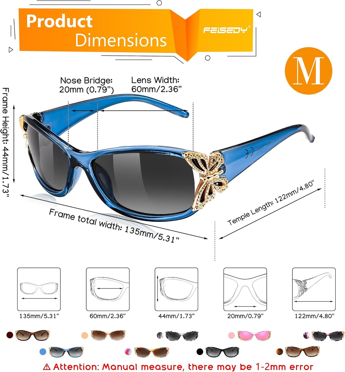 ÉÌƷͼƬ 28 | B0CNRQ7WVZ | FEISEDY Y2K Women Polarized Sunglasses Butterfly Wrap Around UV400 Shades