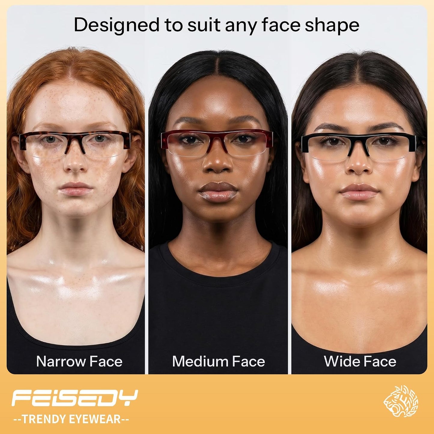 商品图片 3 | B0GY48FJF1 | FEISEDY Chic Semi Rimless Blue Light Glasses for Women B0431
