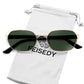 Gold Frame + Dark Green Lens / 54 Millimeters | B0GY3XX2VQ | FEISEDY Women and Men UV400 Protection Sunglasses, Polygon Square Metal Frame Retro Stylish Shades B0452