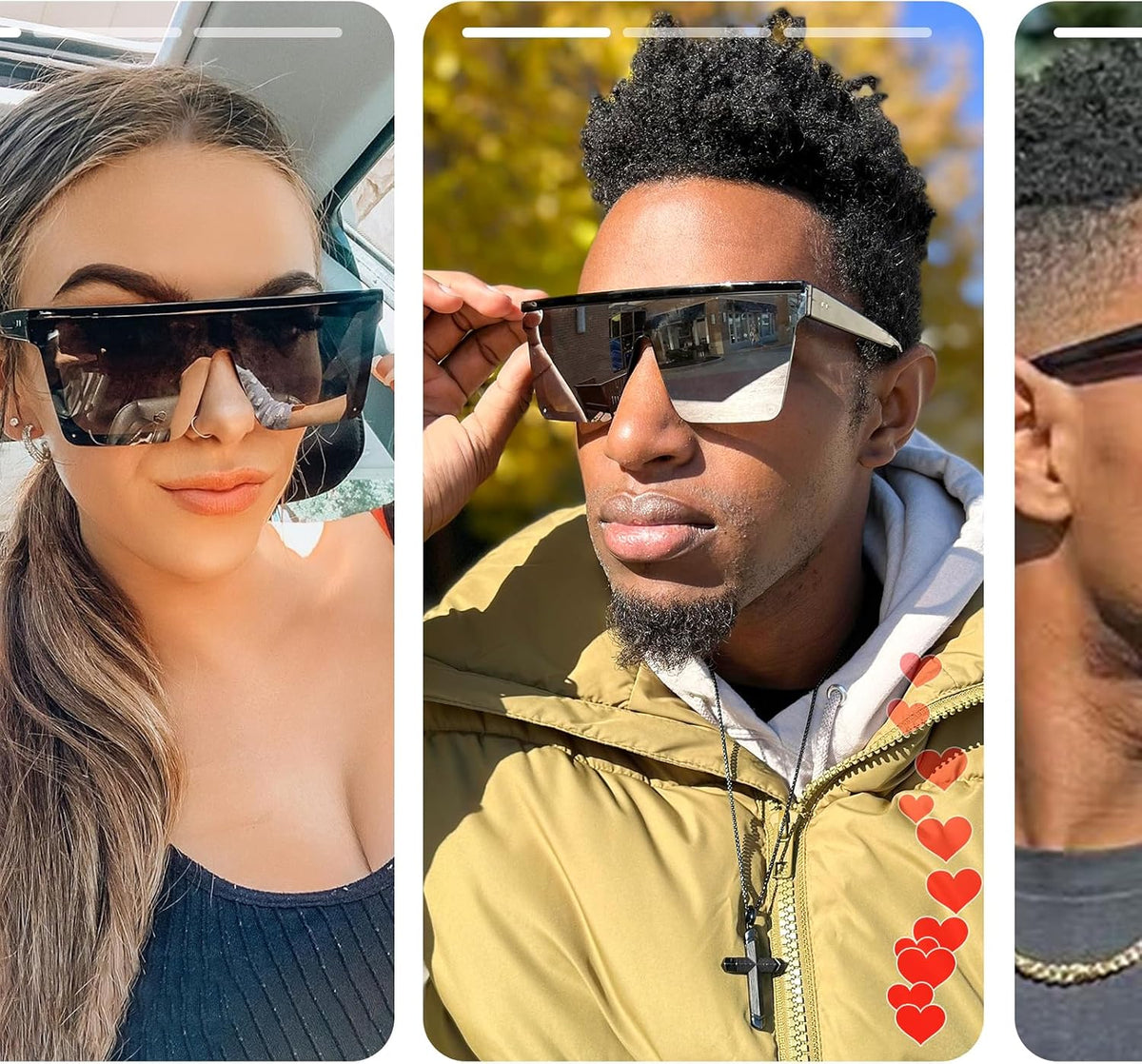 ÉÌƷͼƬ 54 | B09H6XXSDN | FEISEDY Oversized Sunglasses Mens Womens Flat Top Square Trendy Visor Shades UV400 B2470