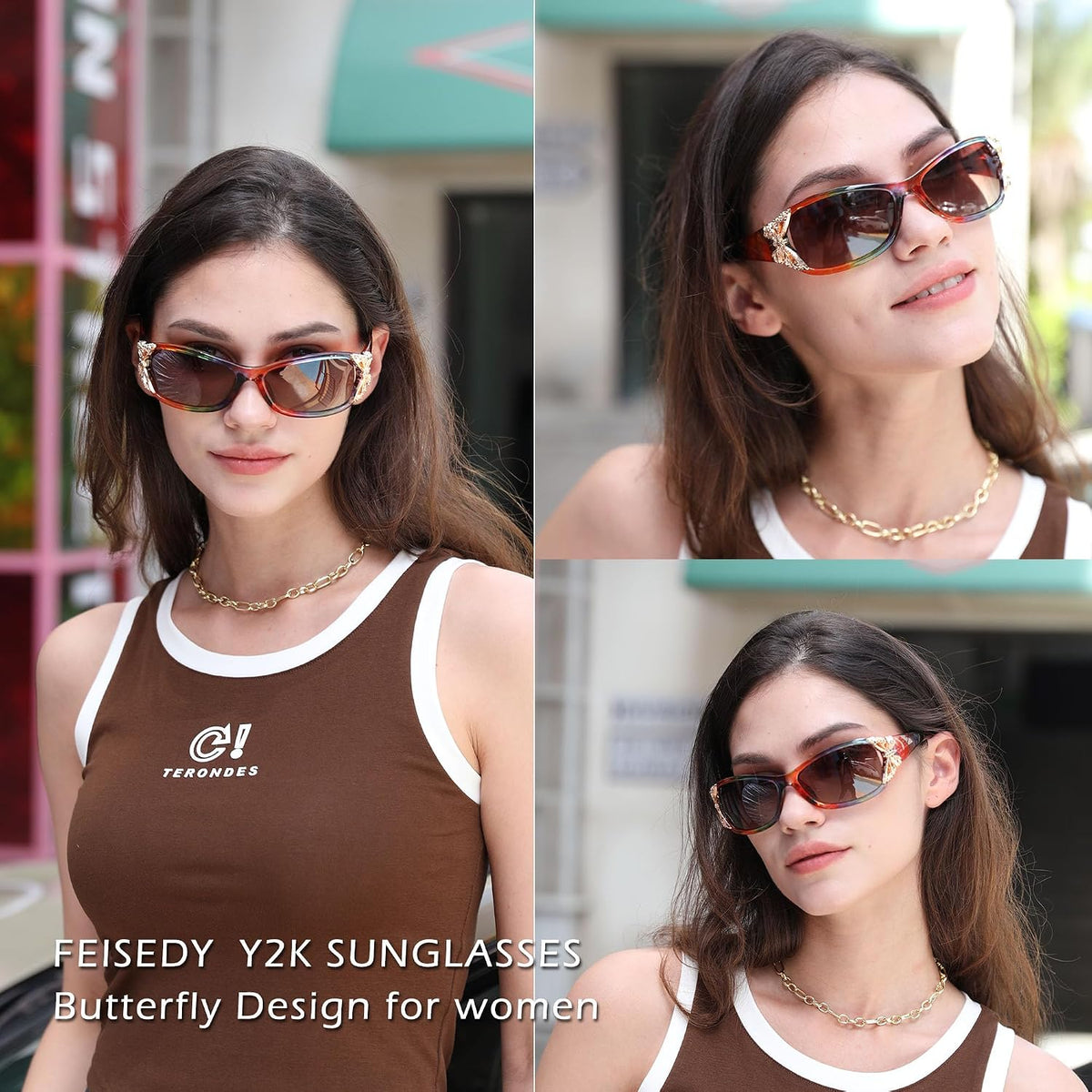 ÉÌƷͼƬ 31 | B0CNRQ7WVZ | FEISEDY Y2K Women Polarized Sunglasses Butterfly Wrap Around UV400 Shades