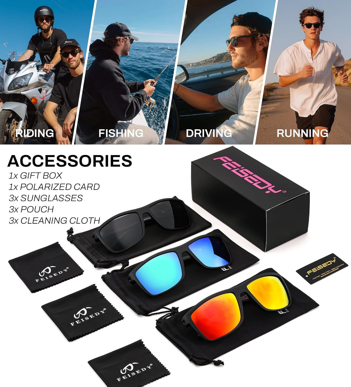 ÉÌƷͼƬ 18 | B0F8J2TQSK | FEISEDY Polarized Sunglasses for Men and Women Lightweight Frame Sun Glasses with UV400 Protection for Driving Fishing B0301