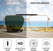 ÉÌƷͼƬ 3 | B0CP21BC1C | FEISEDY Trendy Polarized Aviator Sunglasses Womens Mens Retro Square Double Bridge Metal 90s Shades B0098