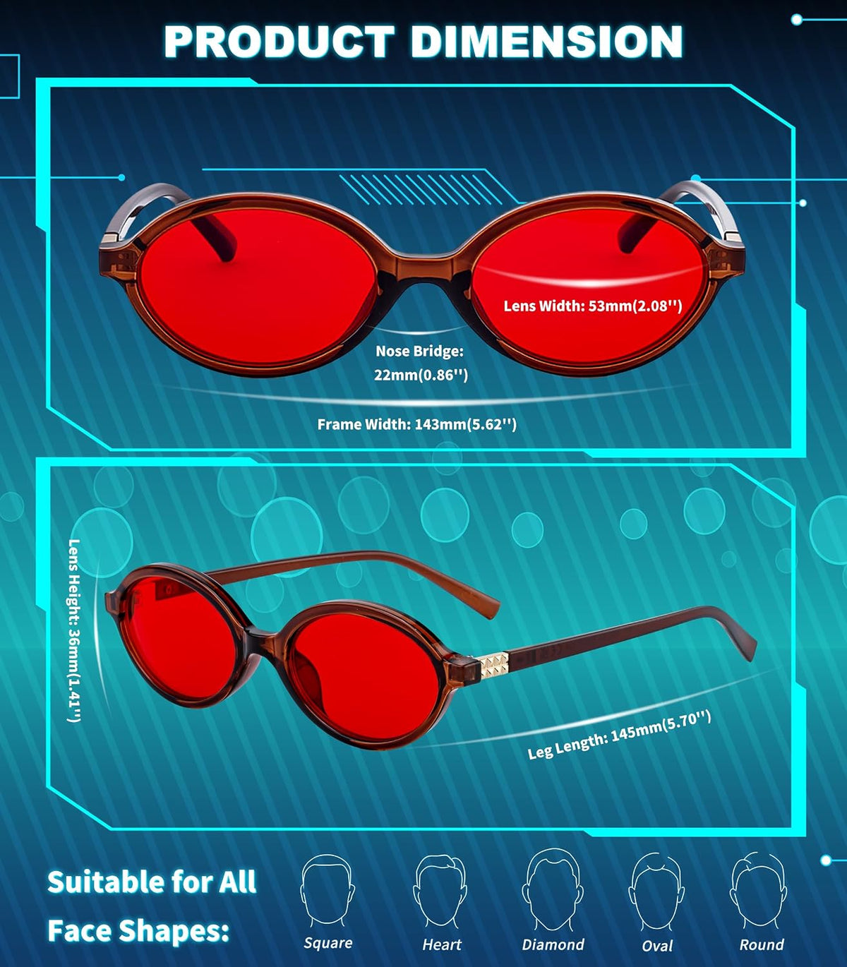 ÉÌƷͼƬ 5 | B0GRTTF33N | FEISEDY Oval Blue Light Glasses for Women Men, Red Lens Anti-Blue Light, Fashion Computer Gaming Eyeglasses B0415