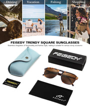 ÉÌƷͼƬ 55 | B0F4D461TF | FEISEDY Polarized Aviator Mens Sunglasses Square Modern Women Vintage Style Acetate Frame UV400 B0191
