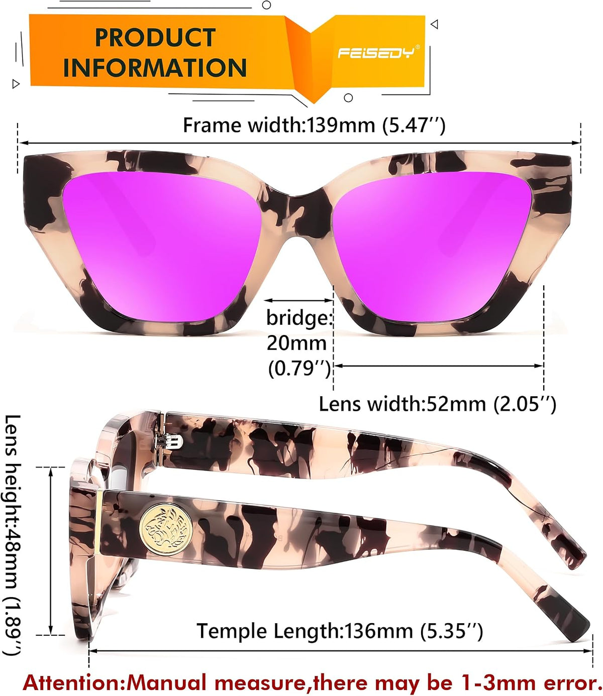 ÉÌƷͼƬ 51 | B0F8N6T6HM | FEISEDY Women's Polarized Cat Eye Sunglasses - UV400 Protection, Trendy Design for Driving & Daily Wear B0299