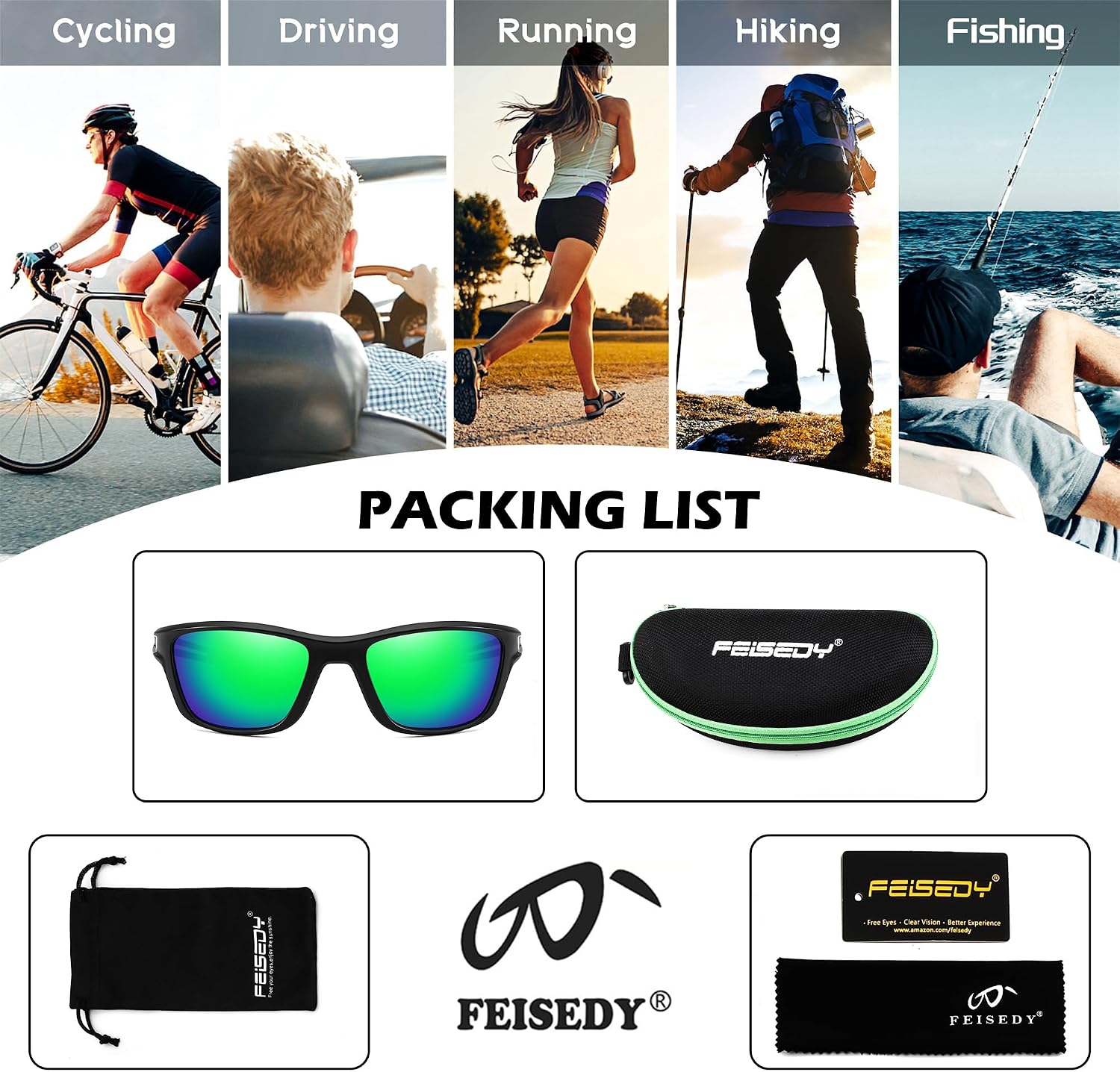 商品图片 20 | B0CTXW1SQG | FEISEDY Sports Polarized Sunglasses For Men Women Cycling Driving Fishing Running UV400 Protection B0125