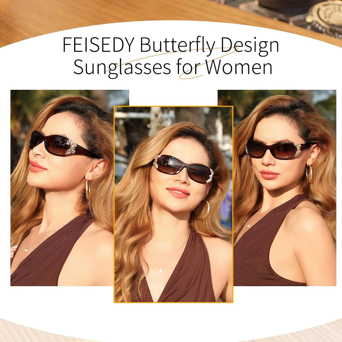 ÉÌƷͼƬ 39 | B0CNRQ7WVZ | FEISEDY Y2K Women Polarized Sunglasses Butterfly Wrap Around UV400 Shades
