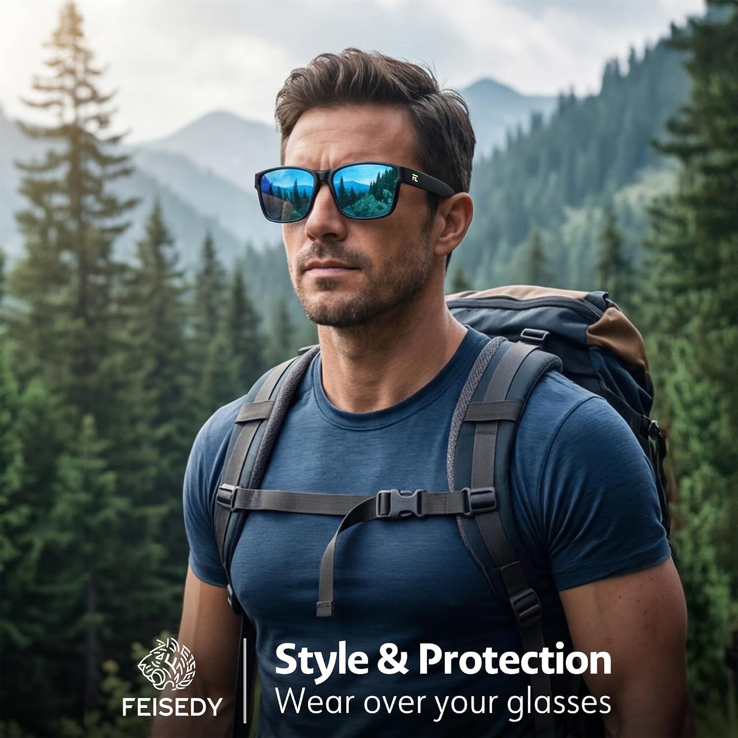 商品图片 14 | B0GQH1CMTJ | FEISEDY Fit Over Glasses Polarized Sunglasses Oversized Square UV400 B0250