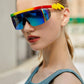 商品图片 73 | B096SD9GGG | FEISEDY Oversized Mirror Shield Sport 80s Sunglasses Ski Goggles Flat Top One Piece Futuristic Visor Women Men B2522