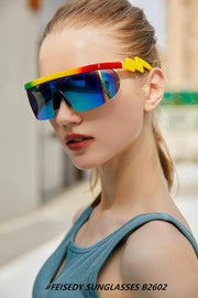 ÉÌƷͼƬ 73 | B096SD9GGG | FEISEDY Oversized Mirror Shield Sport 80s Sunglasses Ski Goggles Flat Top One Piece Futuristic Visor Women Men B2522
