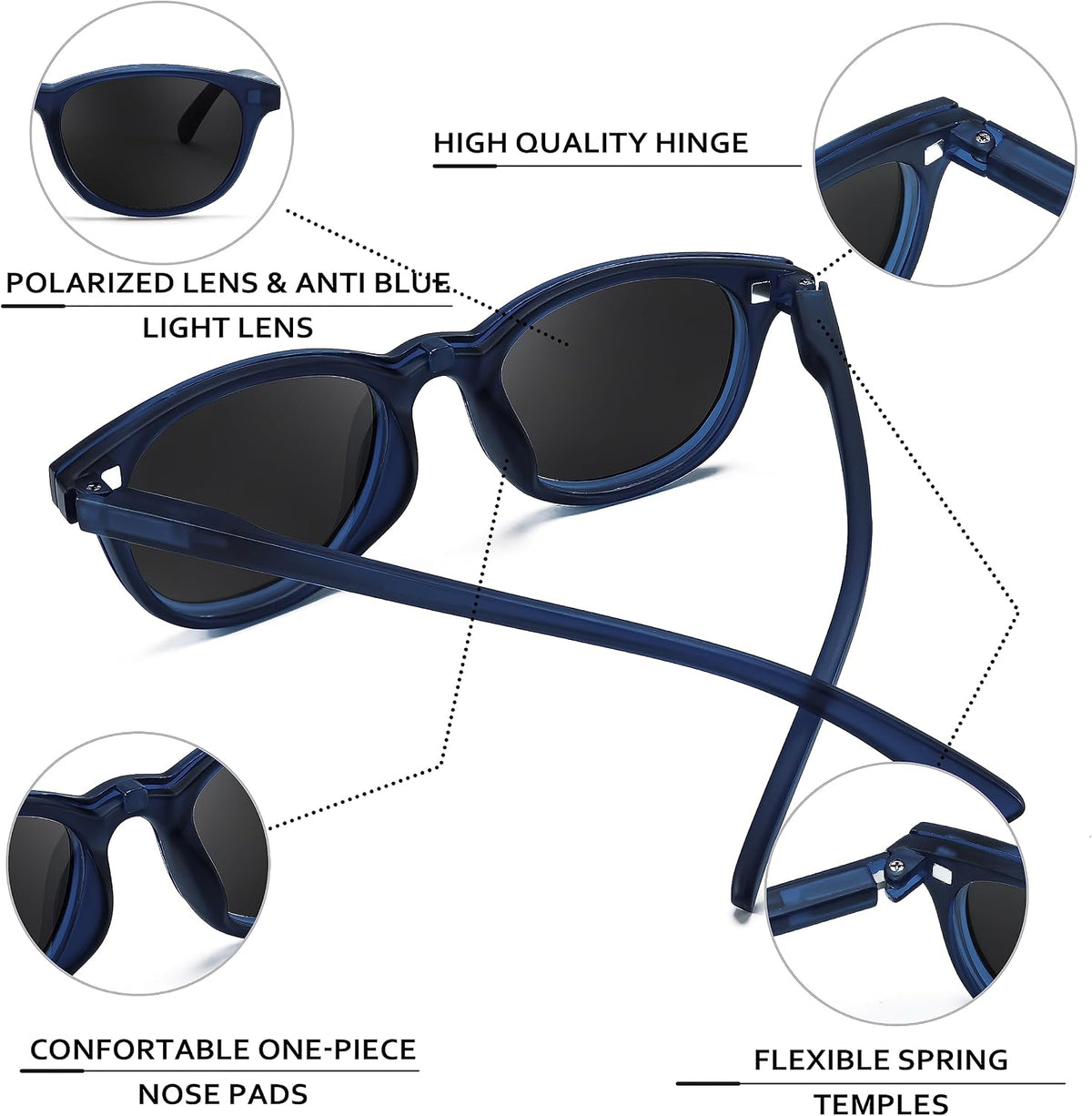 ÉÌƷͼƬ 5 | B0C9DFQSP5 | FEISEDY Fashion Reading Sunglasses Women Men Square Reader Sunglasses UV400 Protection Polarized Lens B2390