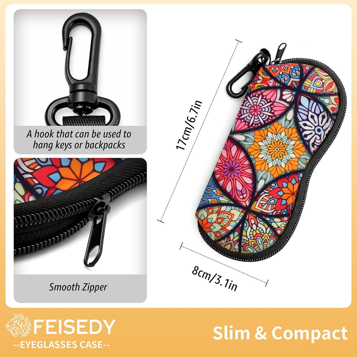 ÉÌƷͼƬ 10 | B0GFYDDD2Y | FEISEDY 2Pack Sunglasses Soft Case Ultra Light Neoprene Zipper Portable Eyeglass Pouch with Belt Clip B0385