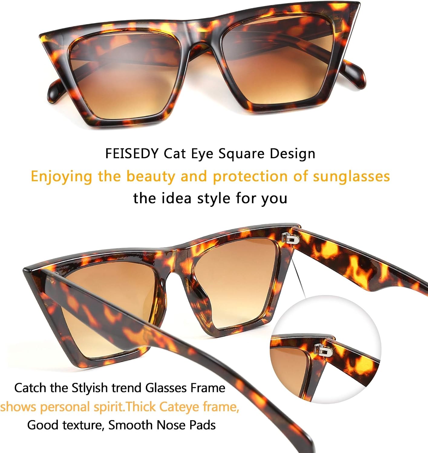 商品图片 118 | B0C5378735 | FEISEDY Vintage Square Cat Eye Sunglasses Women Trendy Cateye Sunglasses B2473