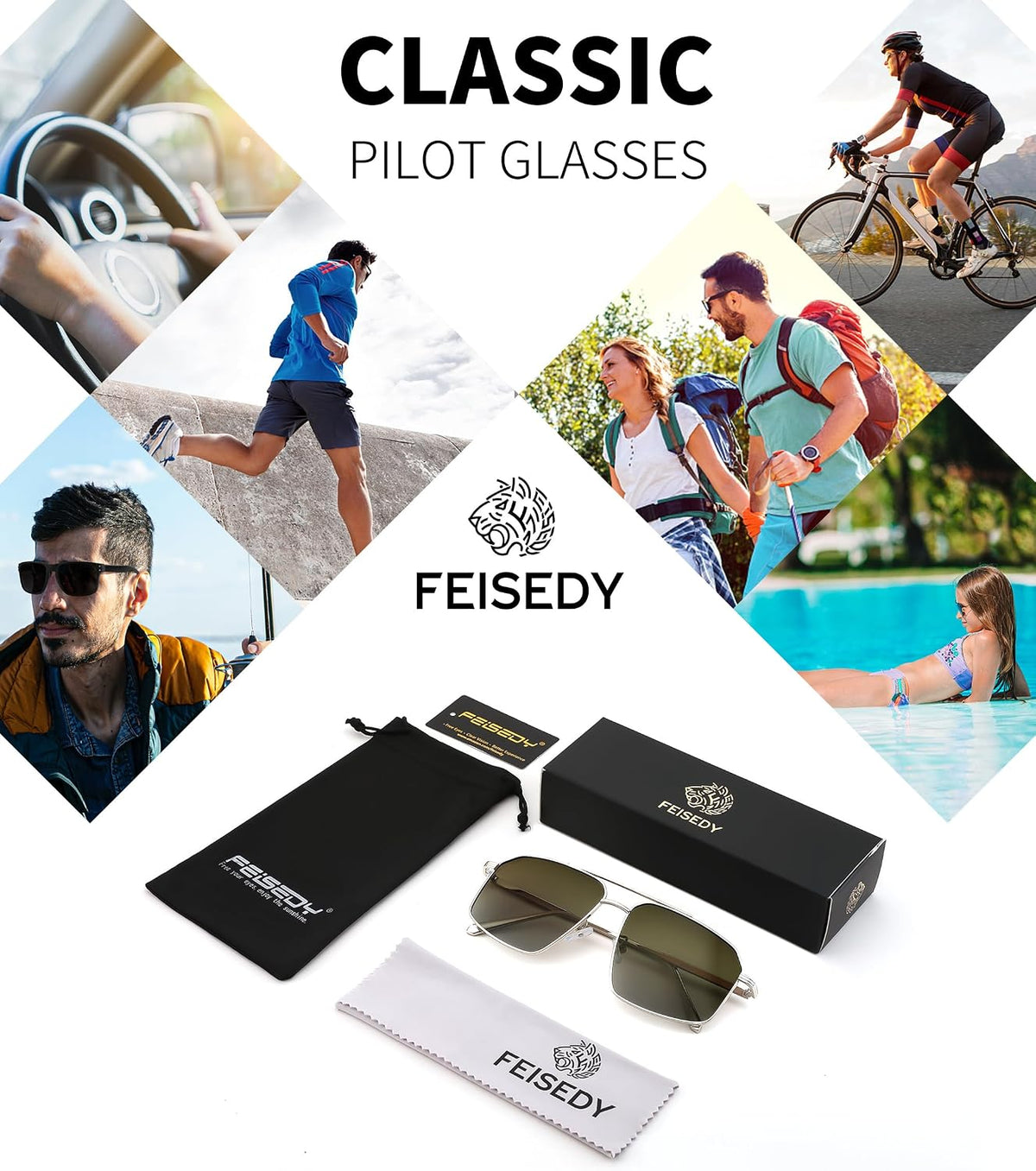 ÉÌƷͼƬ 25 | B0GQY2S7JF | FEISEDY Vintage Polarized Aviator Sunglasses Men Women Classic American Gradient Lens UV400 Protection B0273