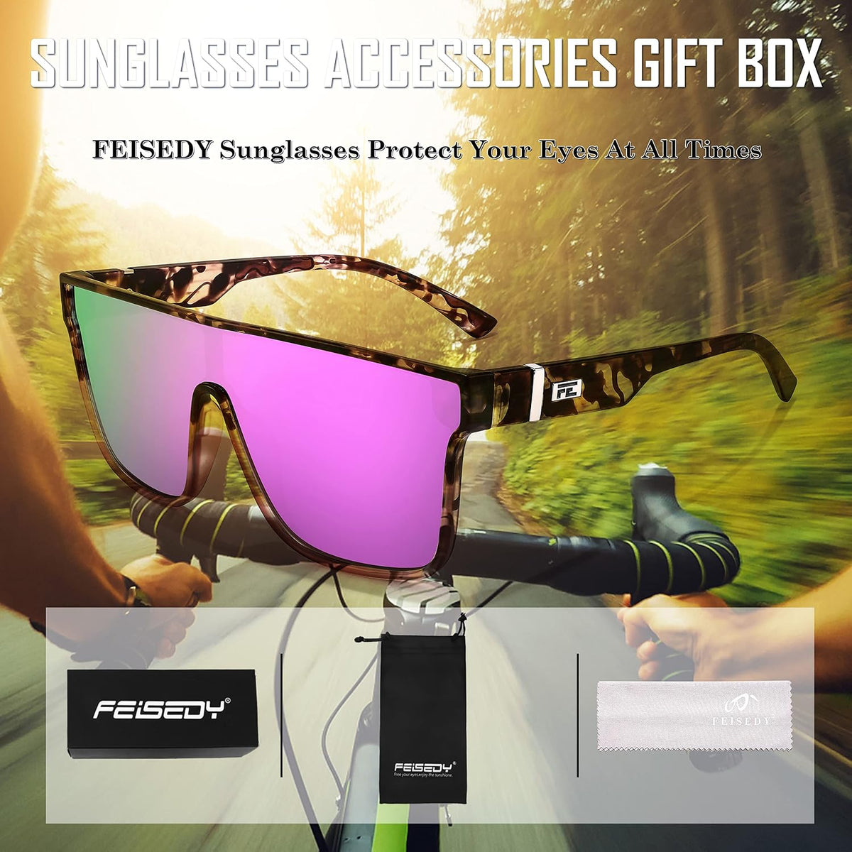 ÉÌƷͼƬ 68 | B0B2836HD6 | FEISEDY Sunglasses for Women Men, Fashion Mirrored Single Lens Shades