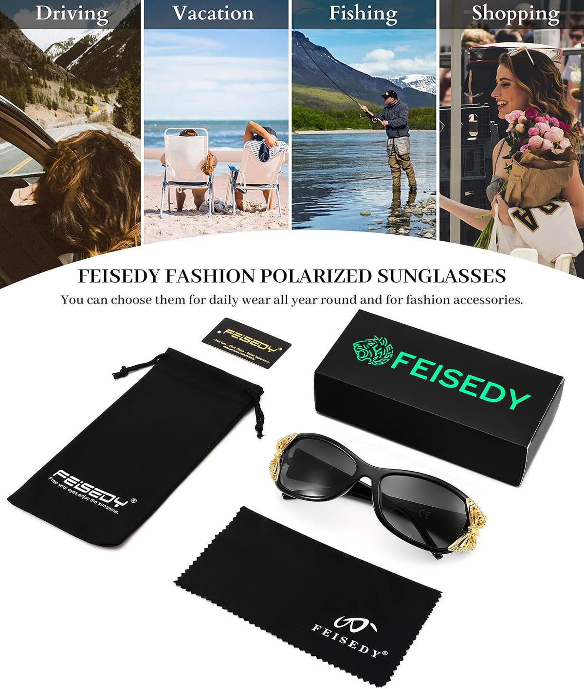 ÉÌƷͼƬ 21 | B0CNRQ7WVZ | FEISEDY Y2K Women Polarized Sunglasses Butterfly Wrap Around UV400 Shades