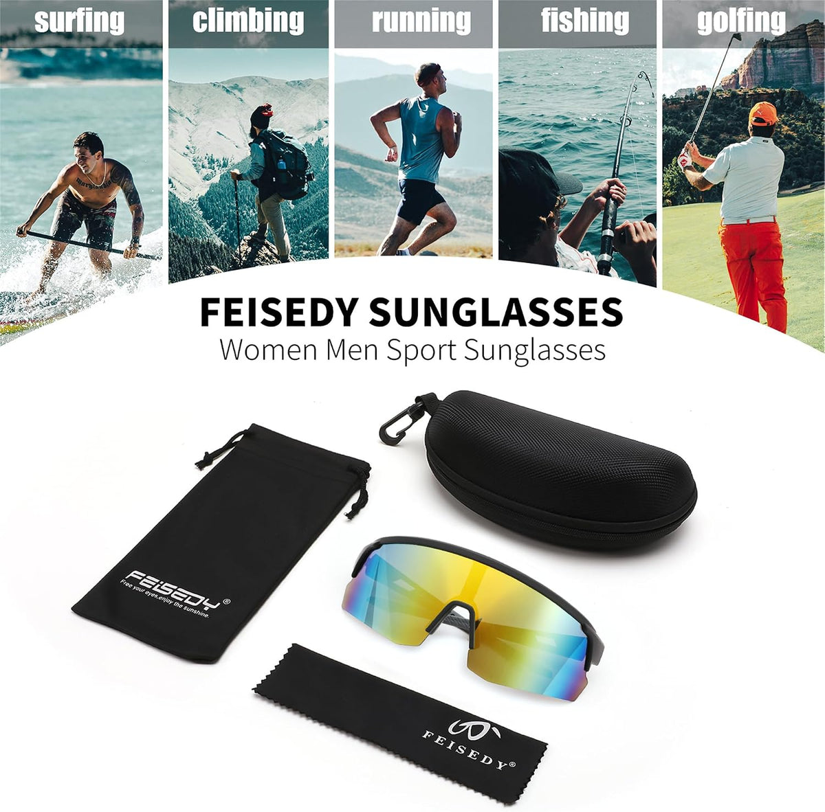 ÉÌƷͼƬ 12 | B0CSDCDBR7 | FEISEDY Cycling Sunglasses for Men Women, Sports Glasses for Youth Running Baseball Shades UV400 Protection B0108