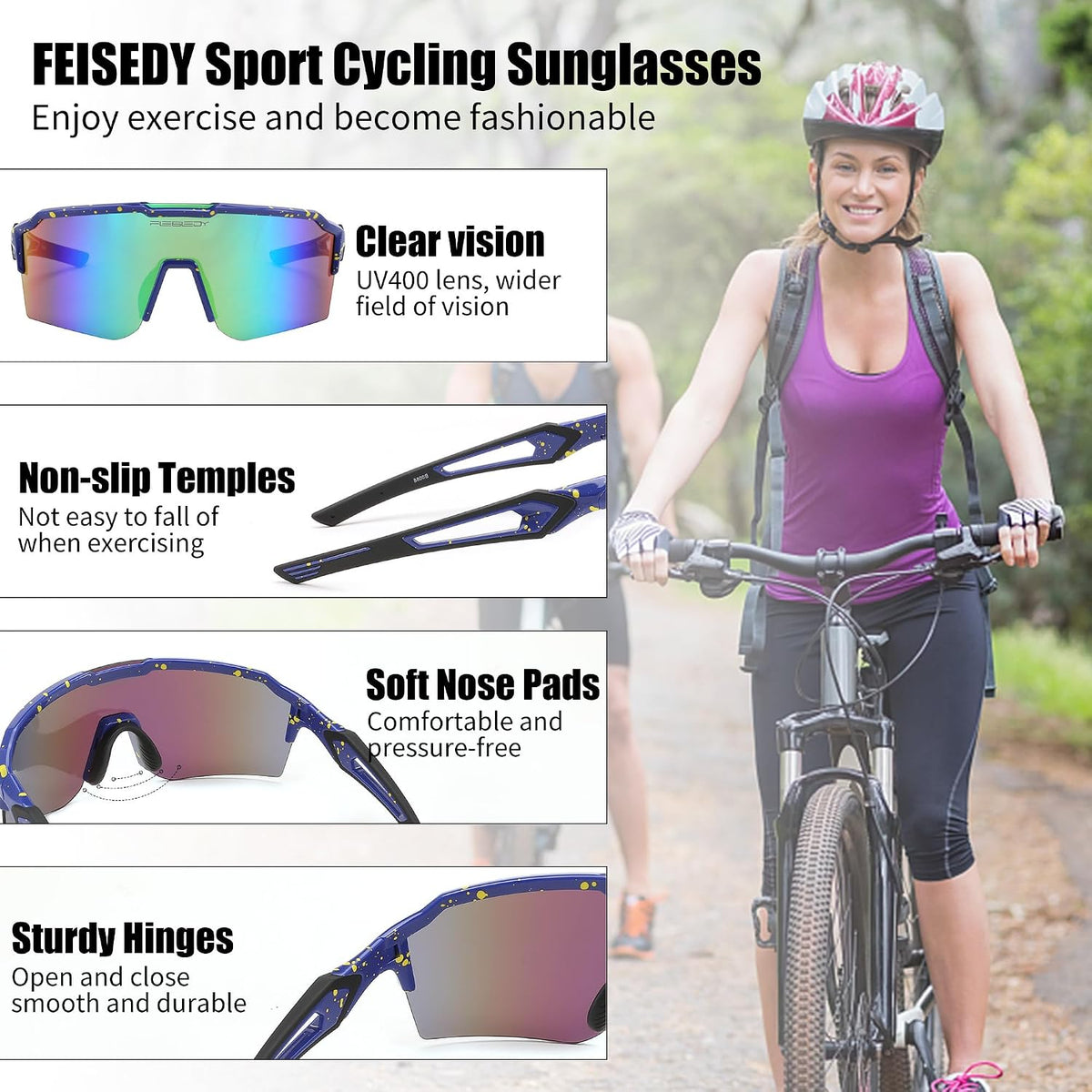 ÉÌƷͼƬ 25 | B0CVWYCSZS | FEISEDY Sports Sunglasses for Men Women Baseball Cycling Running Driving Glasses UV400 B0088
