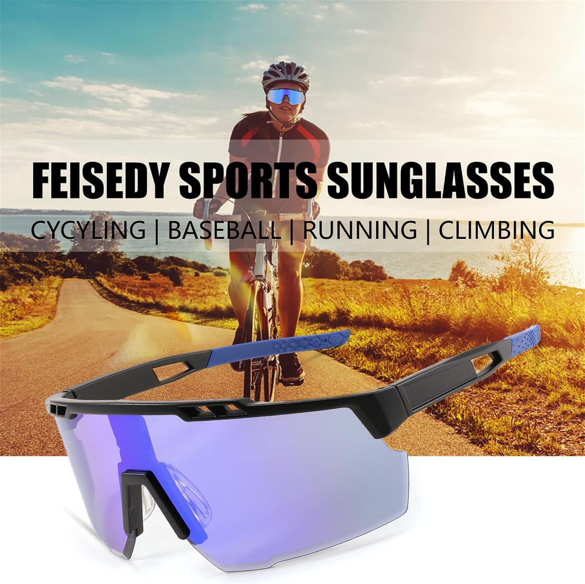 ÉÌƷͼƬ 20 | B0CBRSHNT3 | FEISEDY Sports Sunglasses for Men and Women, UV400 Protection Cycling Goggles Golf Baseball Driving Fishing B0022