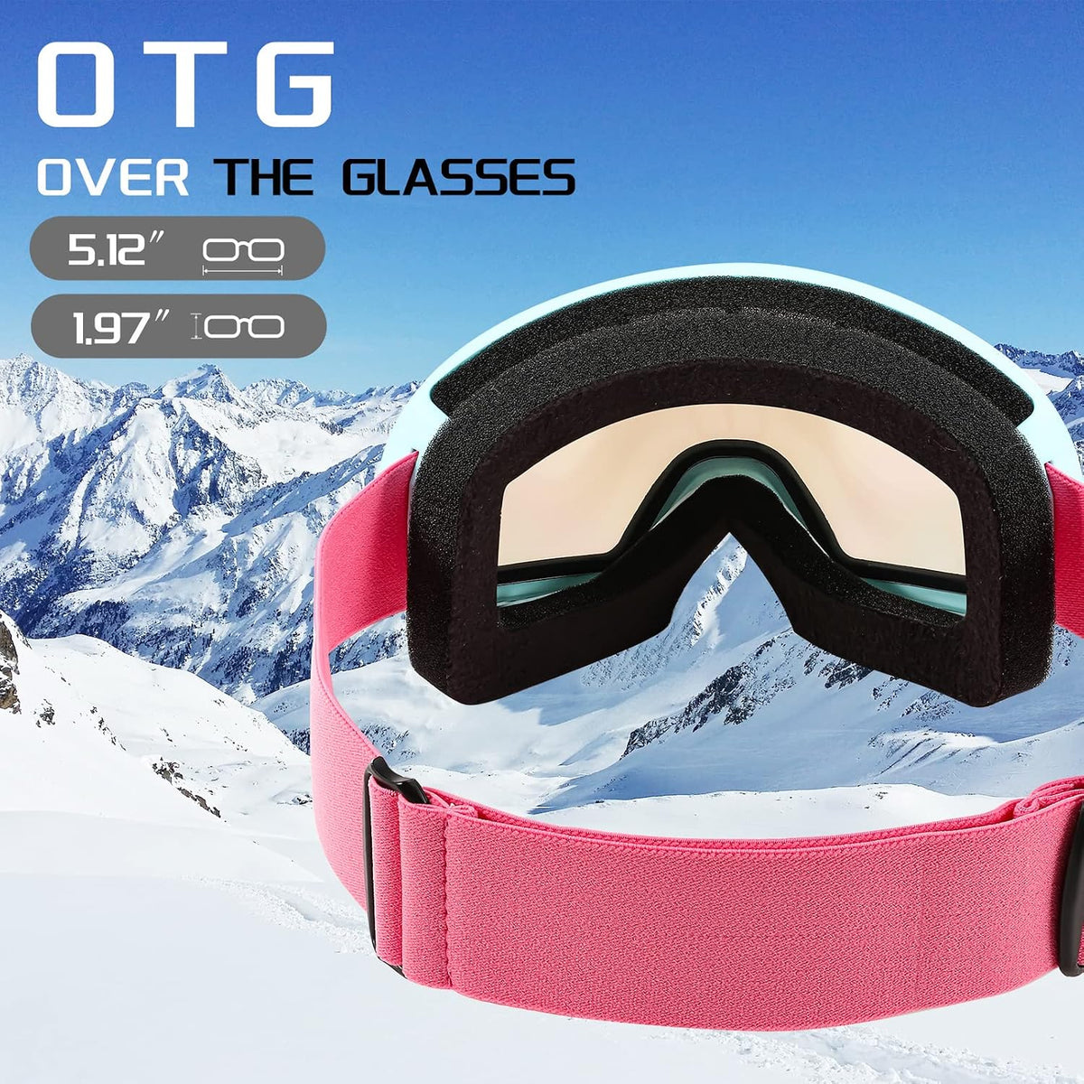 商品图片 31 | B0GHRB6WCQ | FEISEDY Ski Goggles, OTG Snow Sport Goggles for Adult Youth, Anti-Fog UV400 Protection Bendable Dual-Lenses B2961