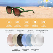 ÉÌƷͼƬ 35 | B0H79Y4V6B | FEISEDY Retro Aviator Square Polarized Sunglasses Women Men Trendy B0444