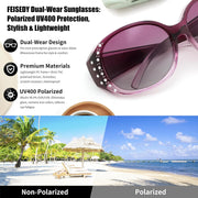 ÉÌƷͼƬ 30 | B0GRVLVZYS | FEISEDY Women's Polarized Wrap-Around Fit Over Sunglasses with Rhinestones, Anti-Glare Driving Sun Glasses B0362