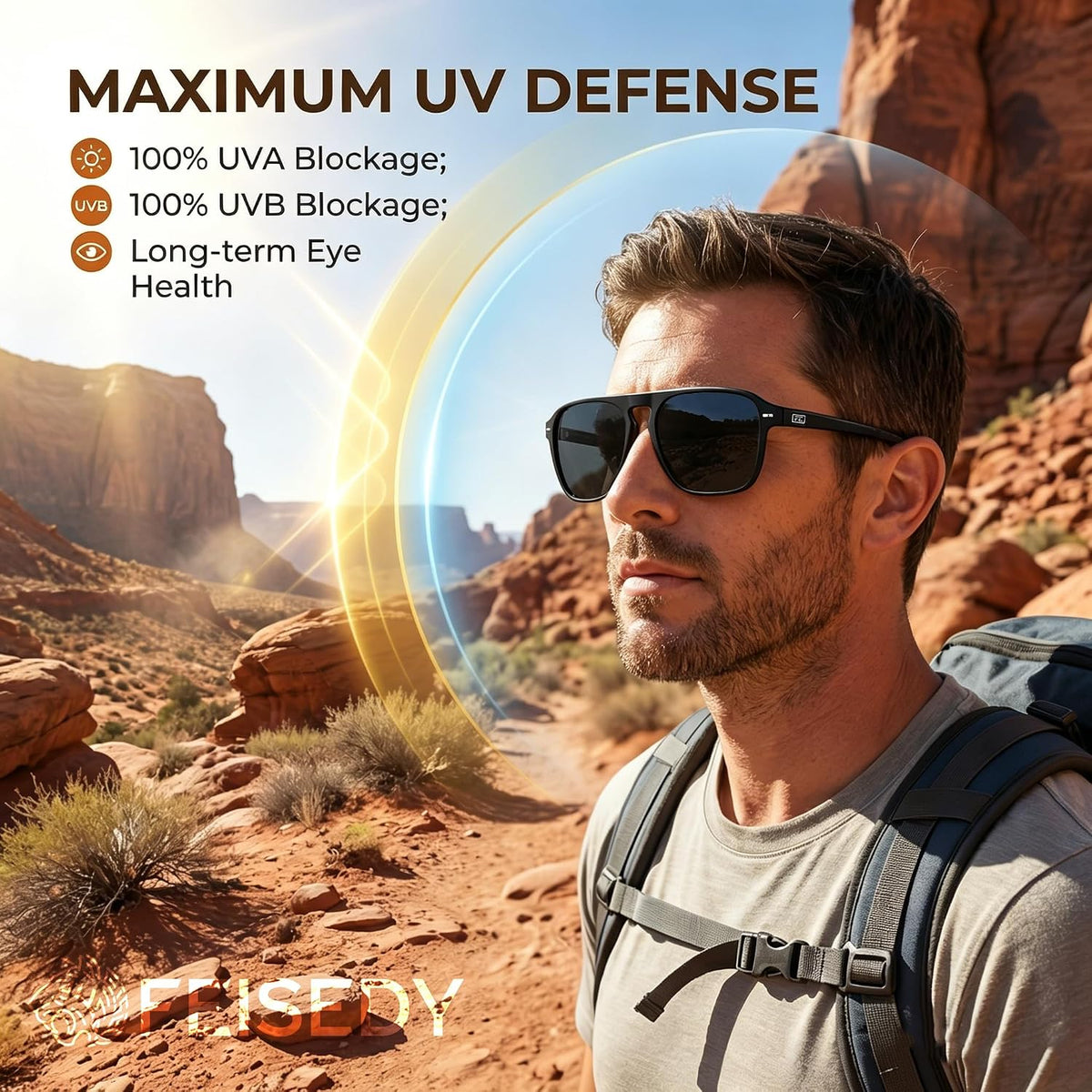 ÉÌƷͼƬ 43 | B0F4D461TF | FEISEDY Polarized Aviator Mens Sunglasses Square Modern Women Vintage Style Acetate Frame UV400 B0191