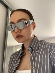 ÉÌƷͼƬ 59 | B0B1V45SXC | FEISEDY Y2K Futuristic Sunglasses Women Men Rimless One Piece Miorred B2927