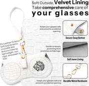 ÉÌƷͼƬ 11 | B0H4QTYMQP | FEISEDY Soft Crocodile Textured Leather Sunglass Bag, Portable Glasses Pouch With Button Clip Wrist Strap B0366
