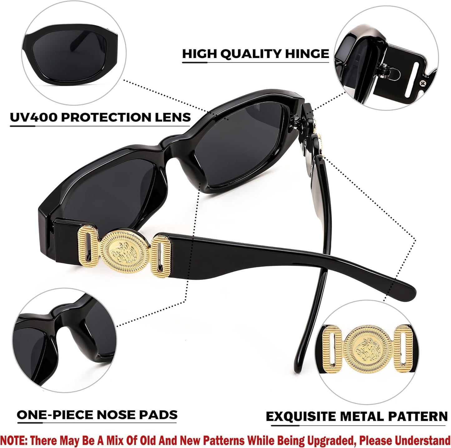 商品图片 5 | B0B5V7T75J | FEISEDY Retro Trendy Rectangle Sunglasses Women Men Narrow Shades B2322
