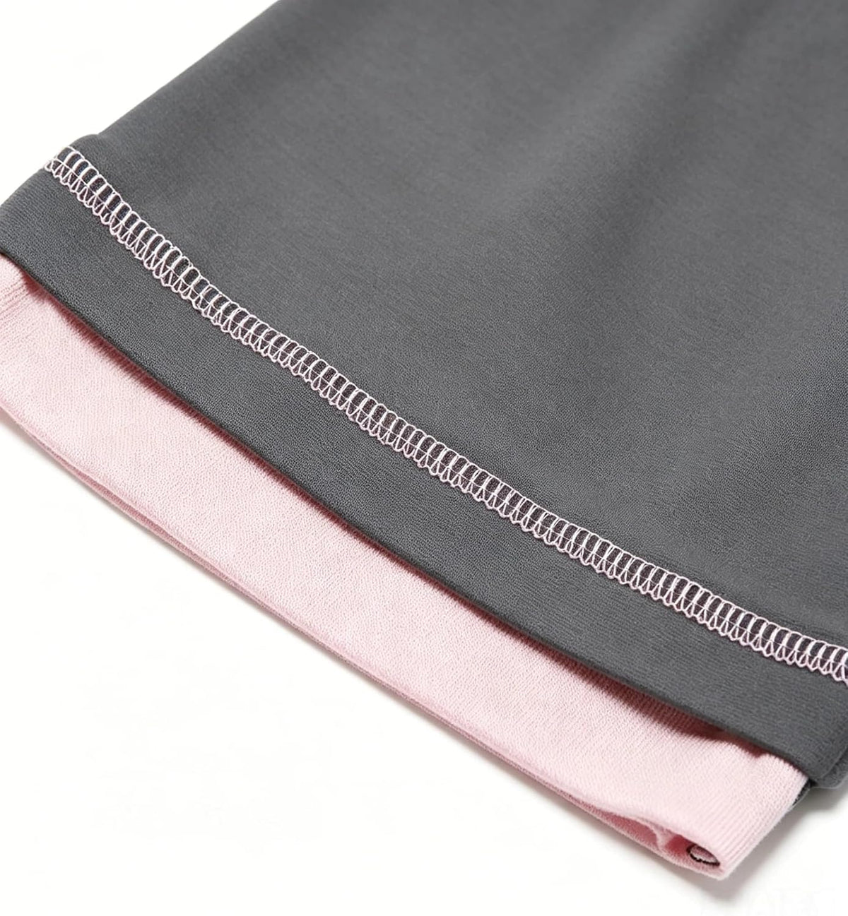 商品图片 5 | B0H1FBDV8M | Women's Short Sleeve Nightgown, Grey & Pink Trim Soft Cotton Blend Sleep Shirt Dress, Casual Loungewear Sleepwear
