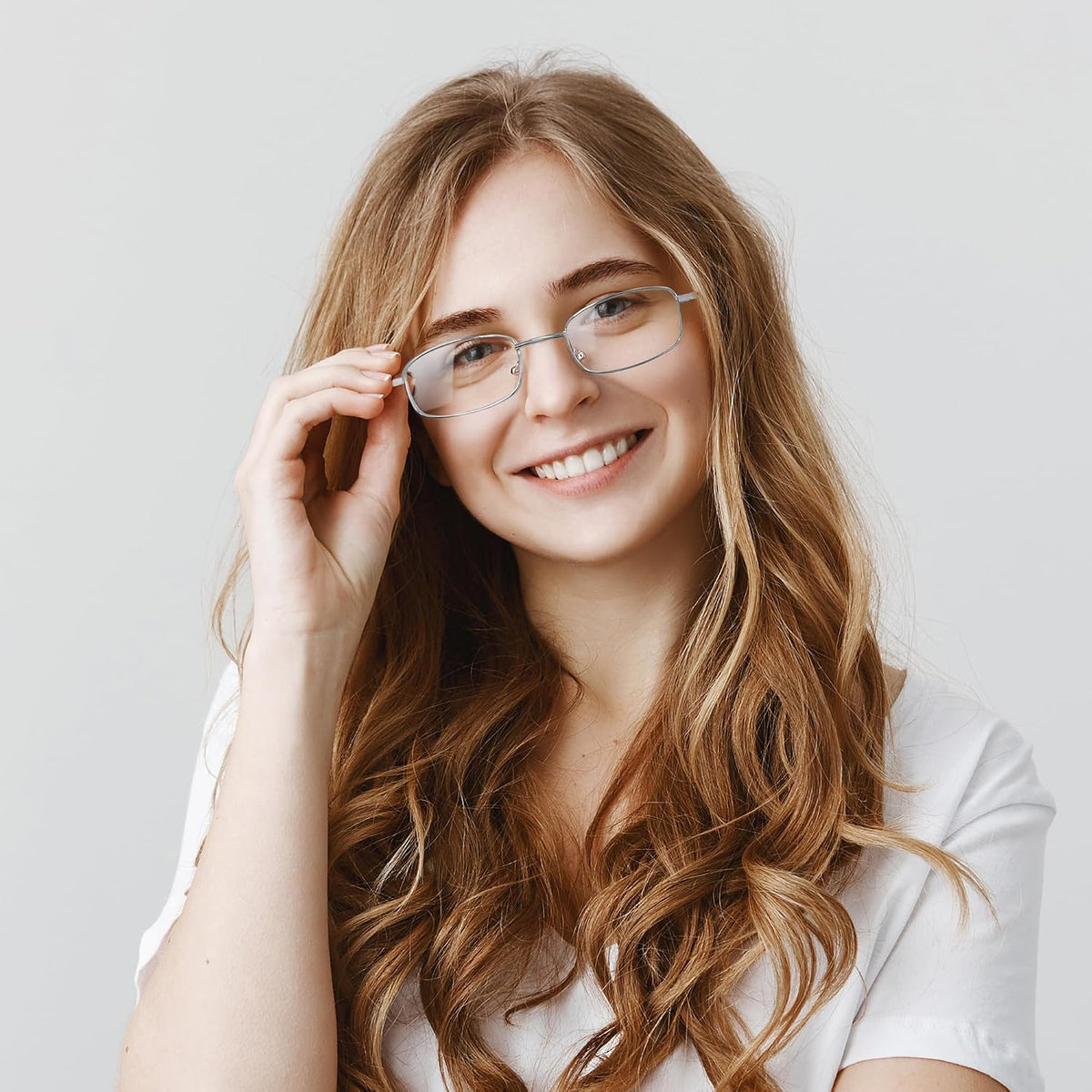 ÉÌƷͼƬ 23 | B0DQ3B3RQP | FEISEDY Vintage Blue Light Glasses for Women Metal Y2K Rectangle Glasses Gold Silver Fake Nerd Eyewear Frame B0271
