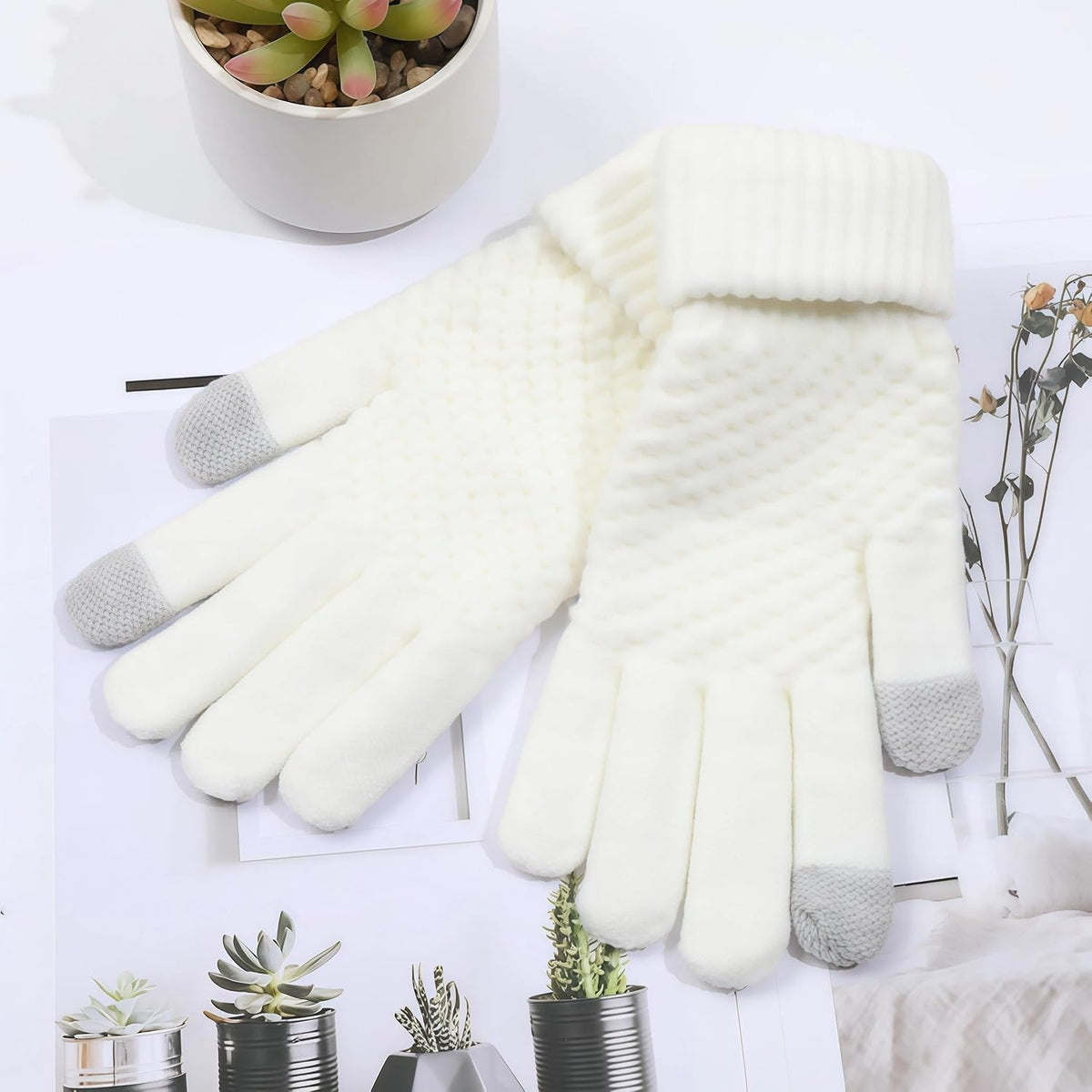 商品图片 13 | B0FQTZCSVS | Winter Gloves for Women Men - Knit Touchscreen Gloves, Fleece-Lined Thermal Gloves Fashionable Warm