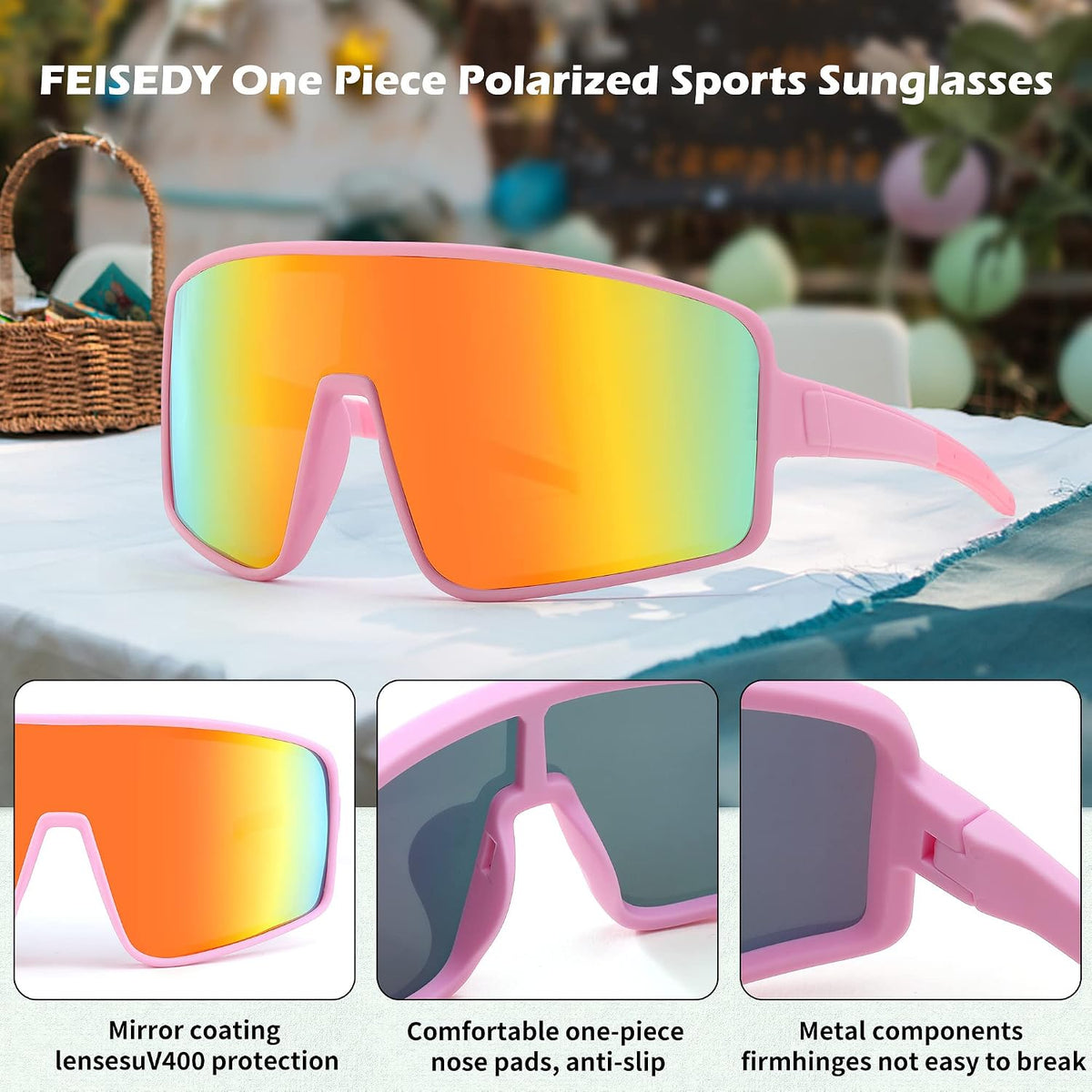 ÉÌƷͼƬ 44 | B0C785JPH3 | FEISEDY Sports Sunglasses, Polarized Oversized Shield for Women Men Youth, Baseball Cycling Running Outdoor Visor B2988
