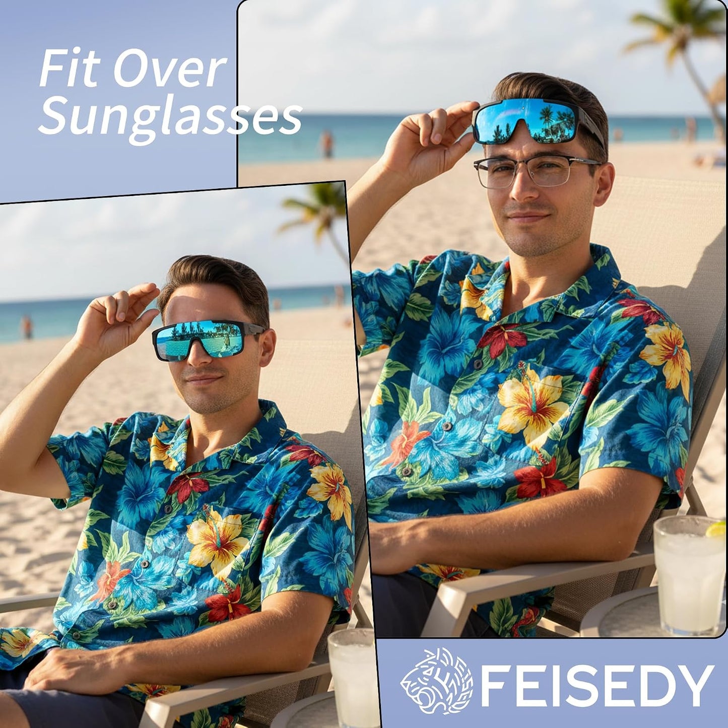 商品图片 9 | B0FY37CX2V | FEISEDY Polarized Fit Over Glasses Sunglasses for Men Women, Sports Wrap Around for Driving Cycling Fishing B0315