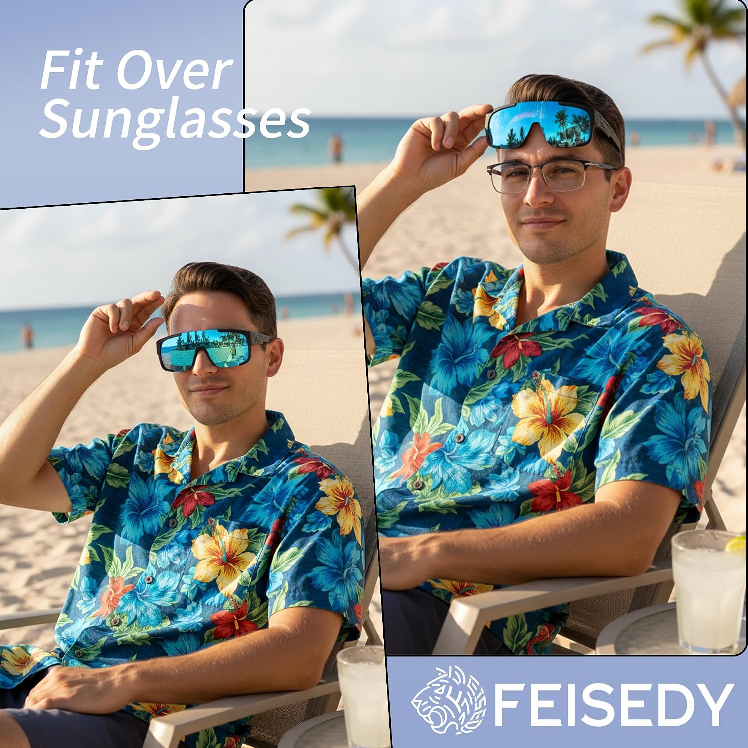 商品图片 9 | B0FY37CX2V | FEISEDY Polarized Fit Over Glasses Sunglasses for Men Women, Sports Wrap Around for Driving Cycling Fishing B0315