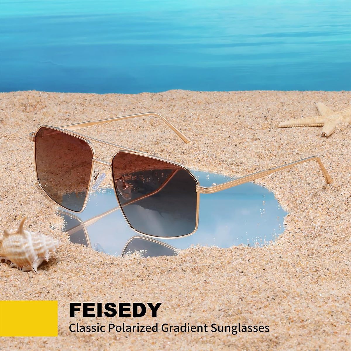 ÉÌƷͼƬ 16 | B0GQY2S7JF | FEISEDY Vintage Polarized Aviator Sunglasses Men Women Classic American Gradient Lens UV400 Protection B0273