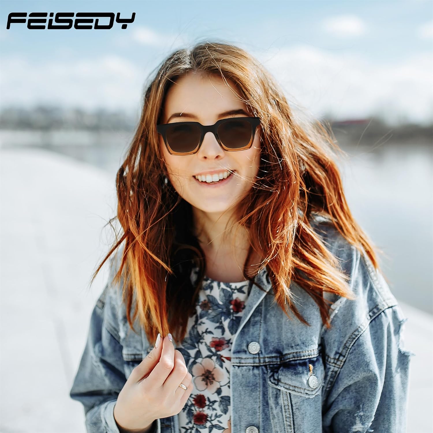 商品图片 16 | B0D7CC769X | FEISEDY Retro Square Sunglasses Women Men Trendy Rectangle Thick Frame Shades Classic Designer Sun Glasses B0198