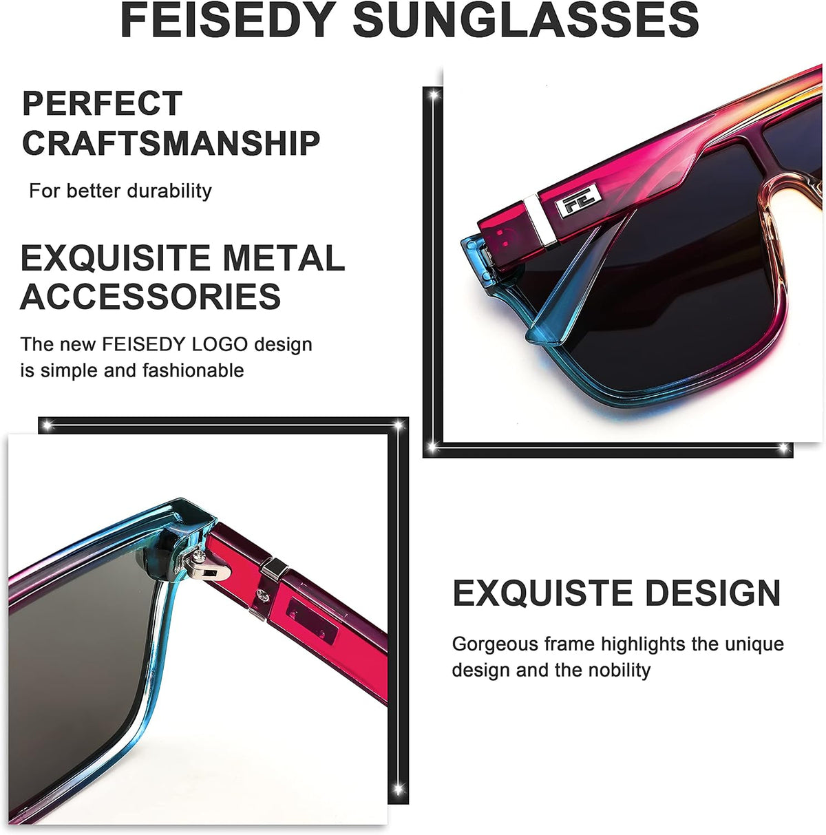 ÉÌƷͼƬ 117 | B0B2836HD6 | FEISEDY Sunglasses for Women Men, Fashion Mirrored Single Lens Shades