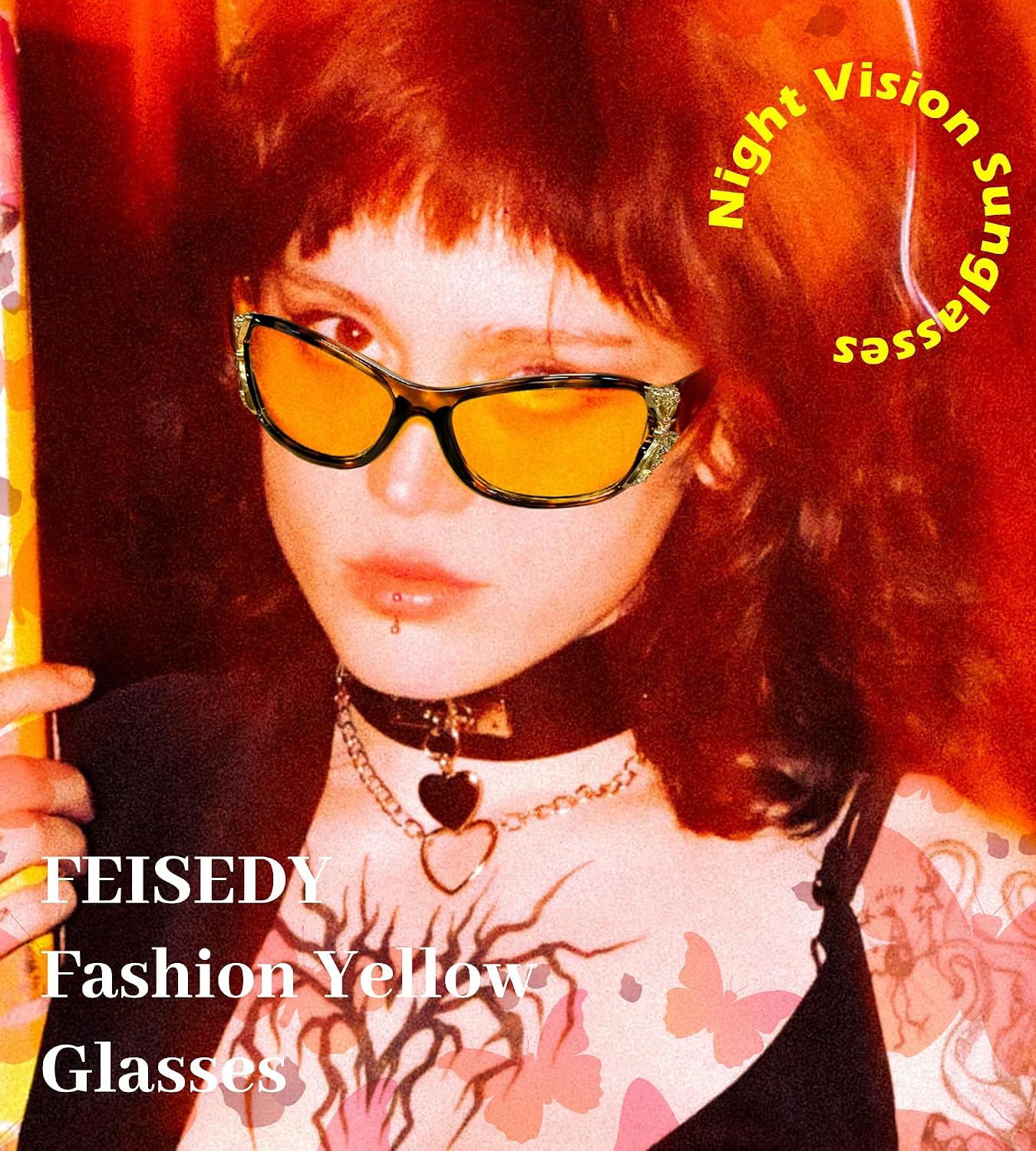商品图片 67 | B081YY5RM3 | FEISEDY Classic Womens Night Glasses Driving Anti Glare Wrap Around Yellow Sunglasses B2548