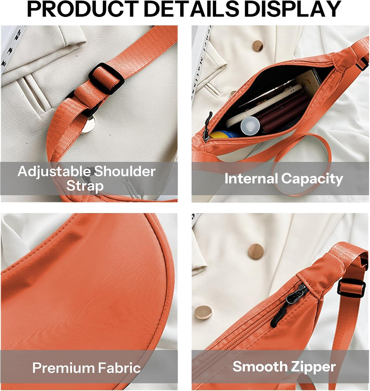 商品图片 4 | B0FR993ZX5 | Crescent Bag - Crossbody Bags for Women Men, Half Moon Sling Cross Body Bag, Lightweight